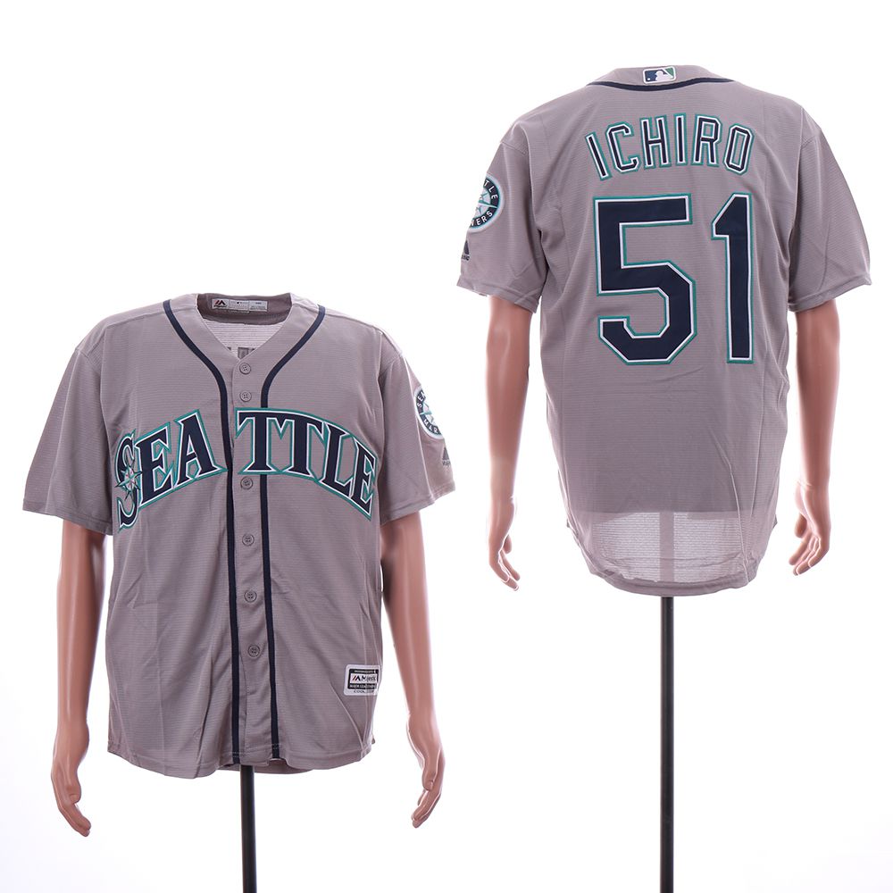 Men Seattle Mariners #51 Ichiro Grey Game MLB Jersey